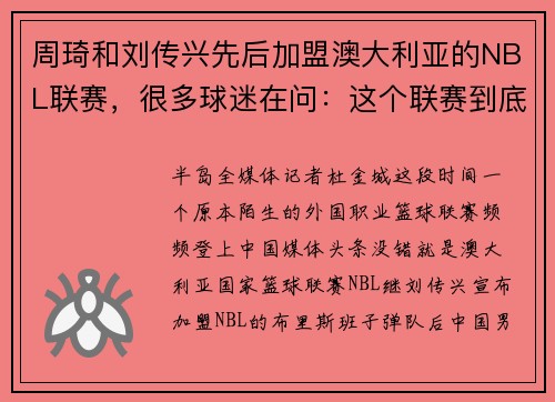 周琦和刘传兴先后加盟澳大利亚的NBL联赛，很多球迷在问：这个联赛到底长啥样？